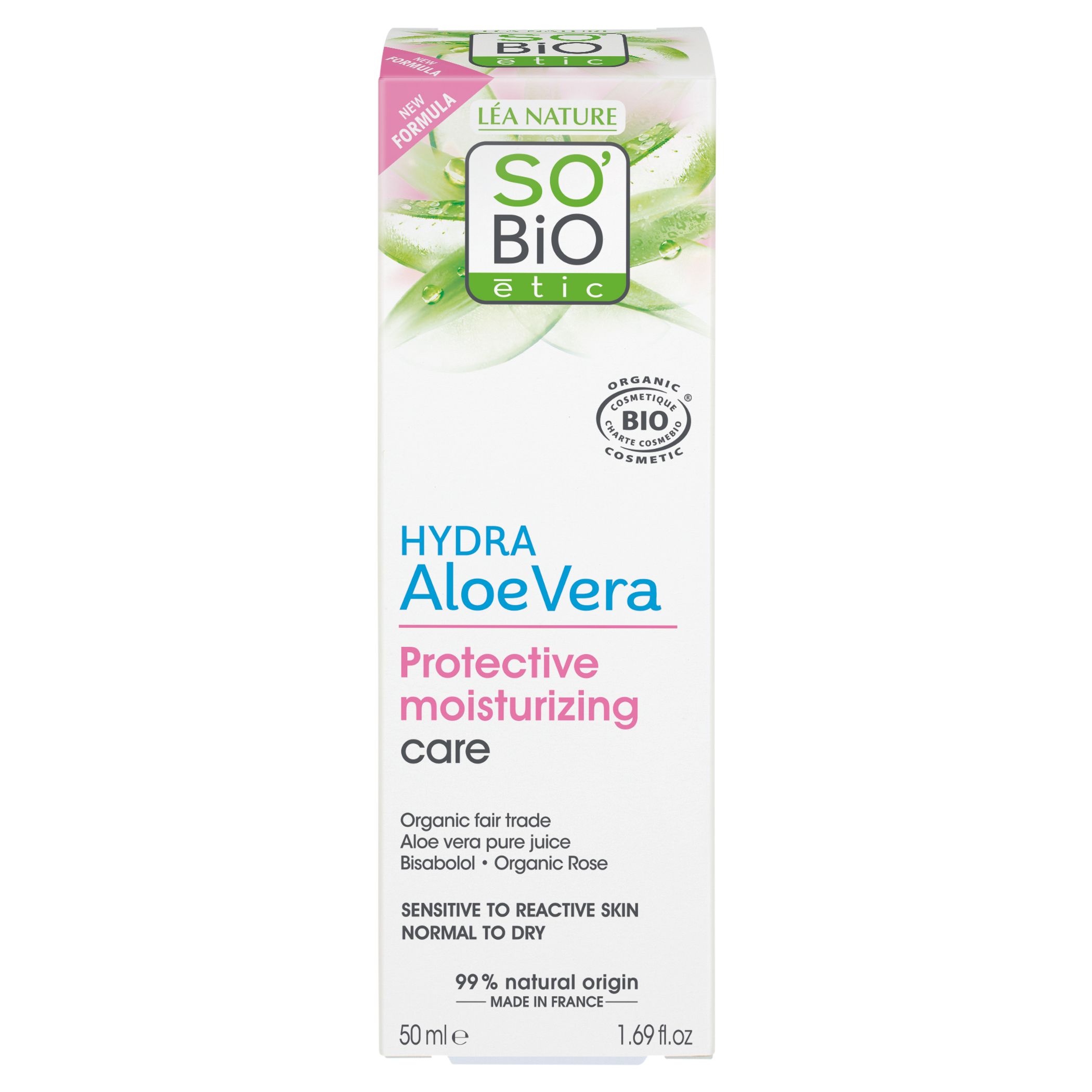 1335243_SOIN_20HYDRATANT_20PROTECTEUR_FACE_20EN_20 SO’BiO étic Krém ochranný pro citlivou pleť s Aloe vera 5v1 BIO (50 ml) - hydratuje a zklidňuje pleť