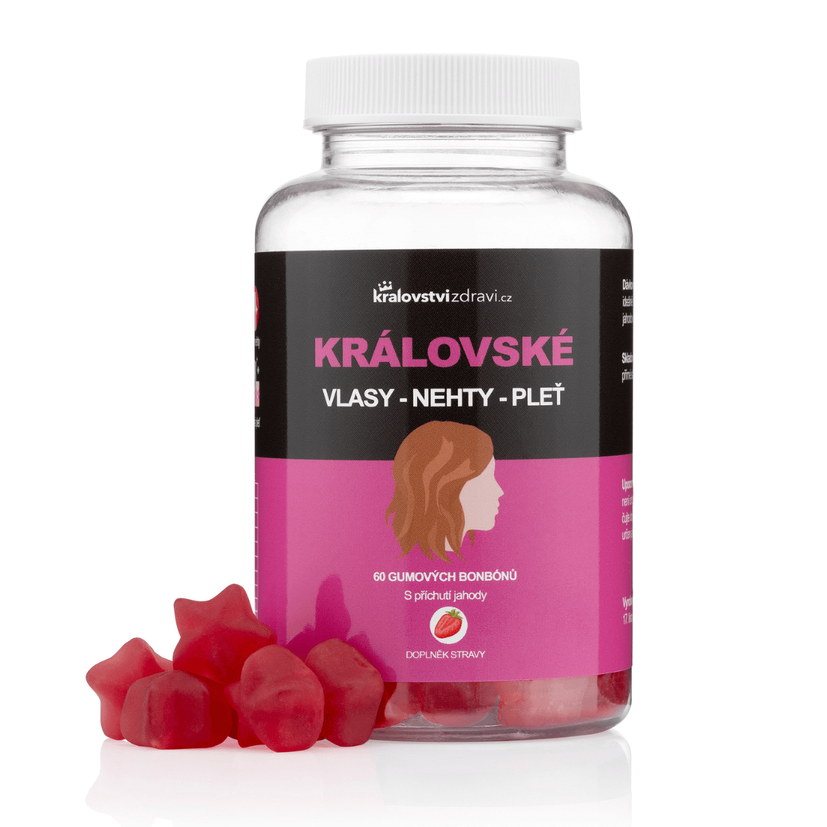 2742-5_kra-lovske-vlasy Královské vlasy, nehty, pleť s biotinem a vitamíny B5, B6, B12, 60 gumových bonbónů - Kralovstvizdravi.cz