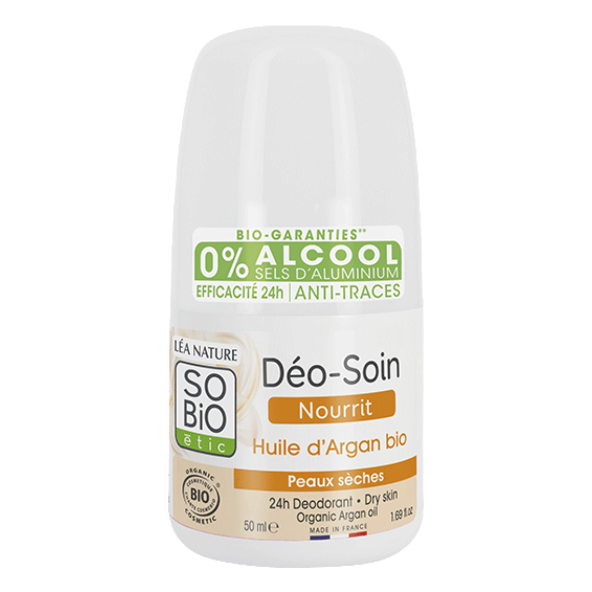3517360020212 SO’BiO étic Deodorant roll-on 24h — vyživující s arganovým olejem BIO (50 ml) - účinný až 24 hodin