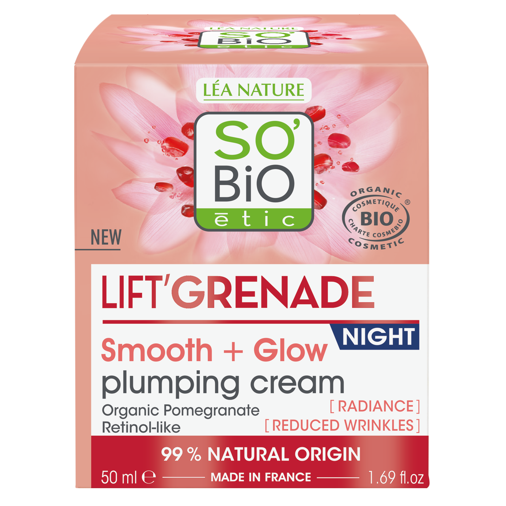 3517360024753_5002855SBGRENADESOINNUIT50MLCOEGRENADEANGLE_CENTRE7_2 SO’BiO étic Krém noční rozjasňující proti vráskám Lift'Grenade BIO (50 ml) - s granátovým jablkem