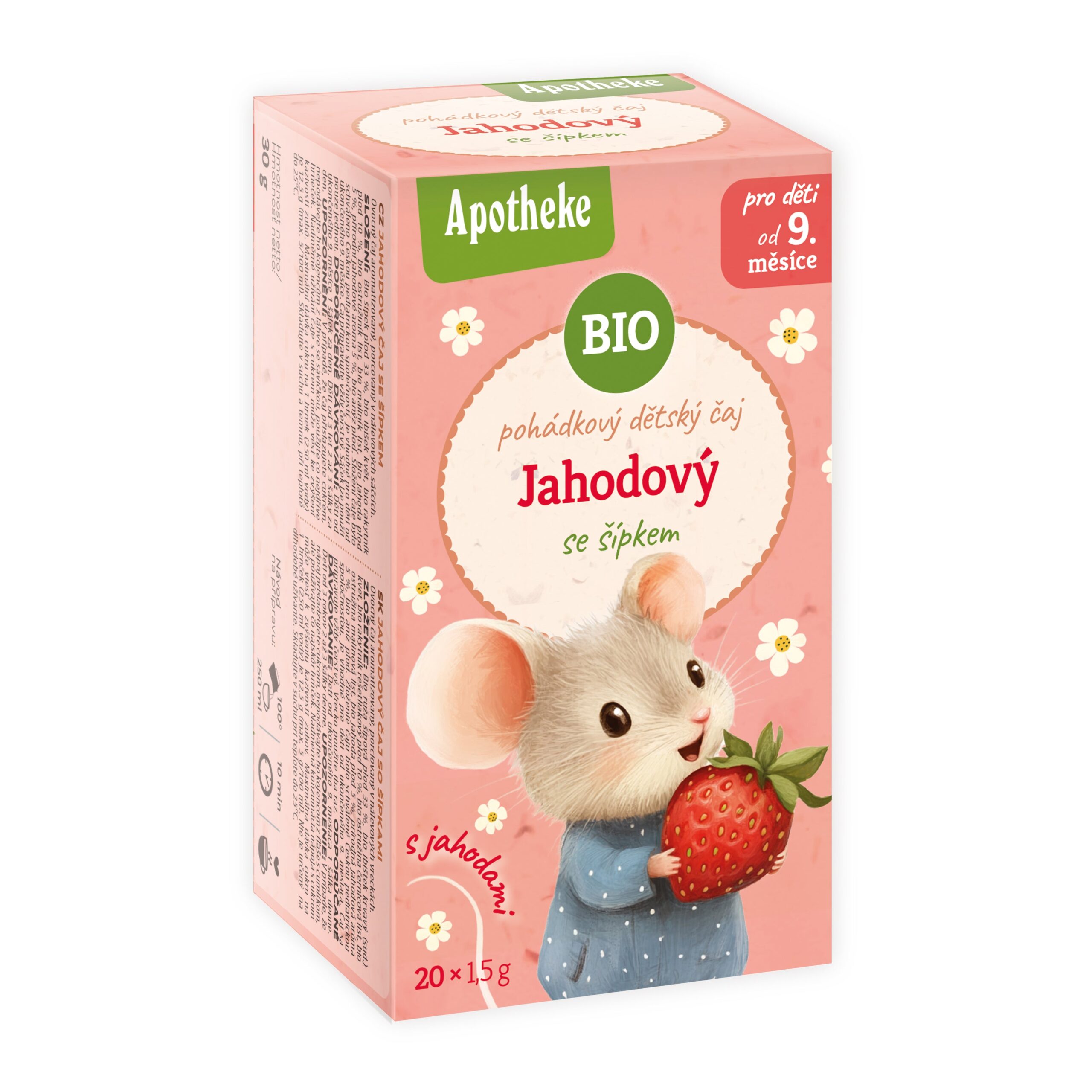510578_Caj_detsky_Jahodovy_se_sipkem_20_sacku_30_g_BIO_MEDIATE-1 Apotheke Ovocný čaj dětský jahodový se šípkem BIO - nálevové sáčky (20 x 1,5 g)