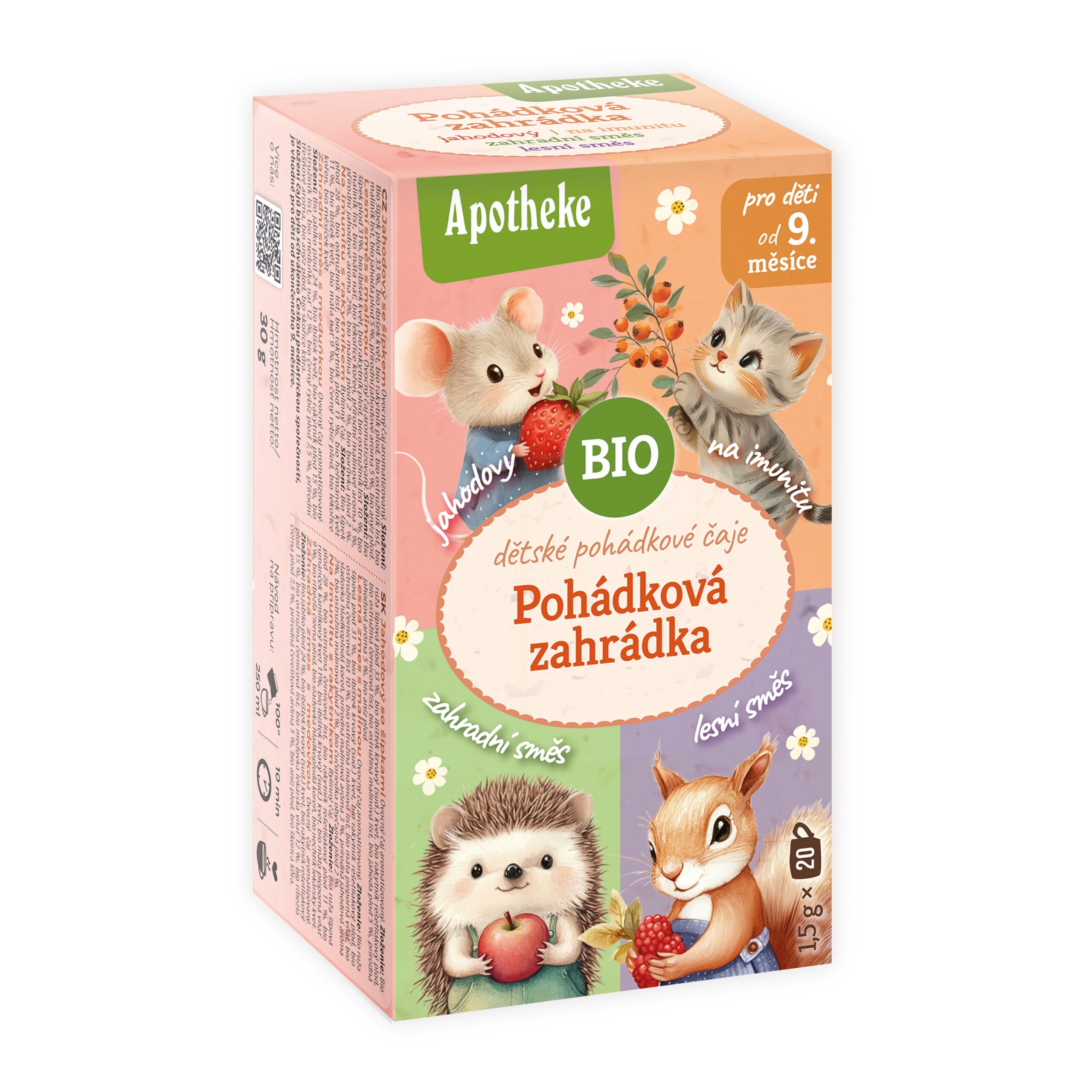 510581_Caj_detsky_Pohadkova_zahradka_4v1_20_sacku_30_g_BIO_MEDIATE-1 Apotheke Ovocný čaj dětský Pohádková zahrádka BIO - 4x5 nálev. sáčků (30 g)