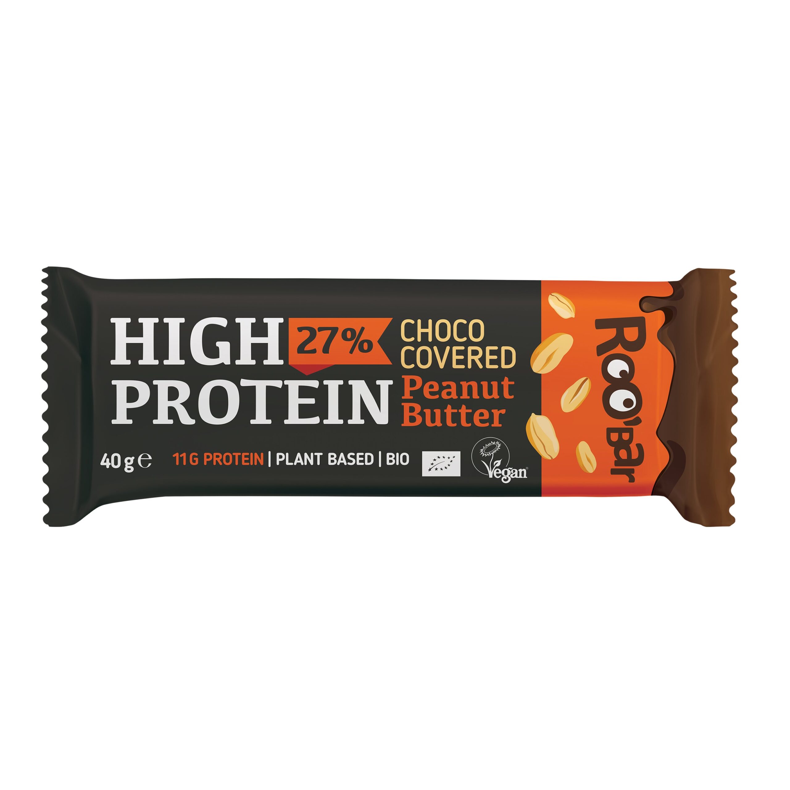 Tyčinka proteinová s arašídy v čokoládě veganská 40 g BIO ROO´BAR