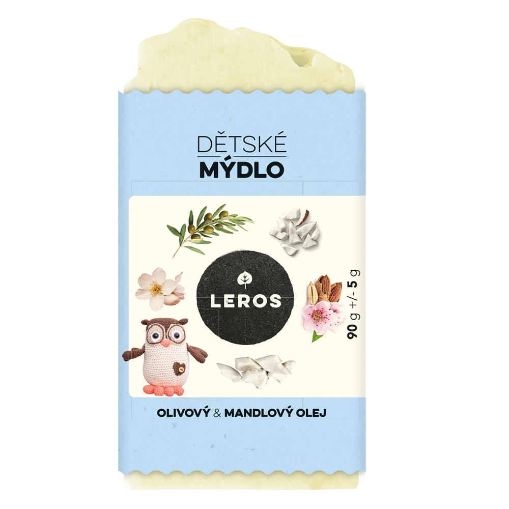 8594740600474_1 LEROS Dětské mýdlo (90 g) - s olivovým a mandlovým olejem