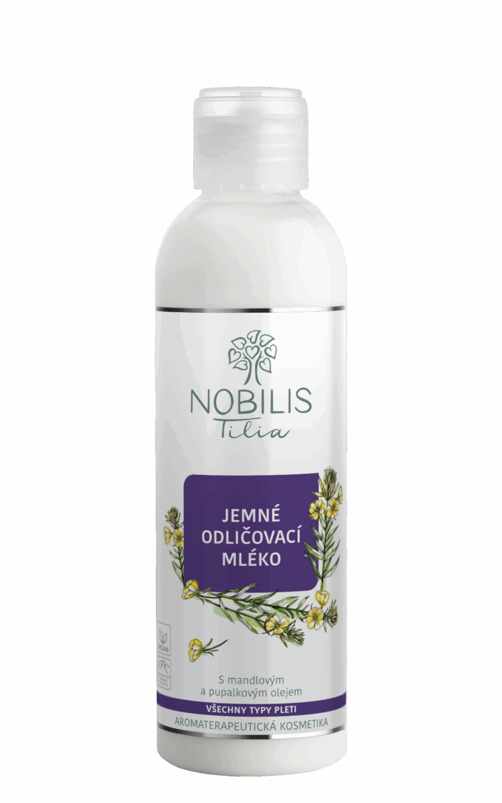 N0424I_Jemneodlicovacimleko_8595100254672 Nobilis Tilia Jemné odličovací mléko (200 ml) - s mandlovým a pupalkovým olejem