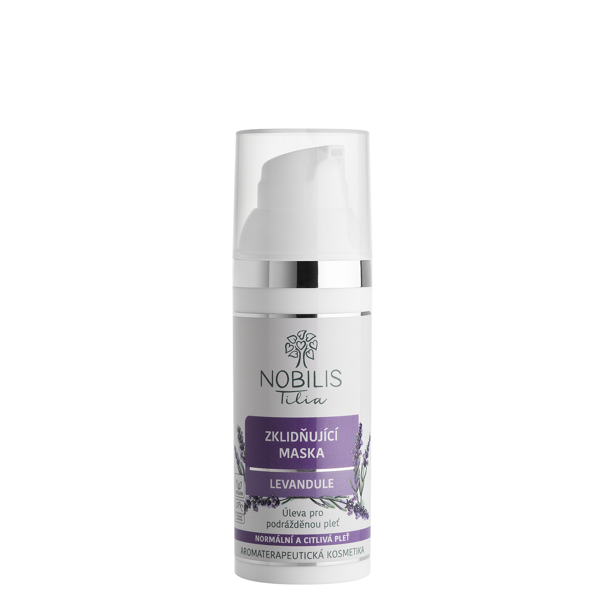 N0627E_ZklidnujicimaskaLevandule50ml_8596654001828 Nobilis Tilia Zklidňující maska Levandule (50 ml) - zrelaxuje a vyživí bioaktivními látkami
