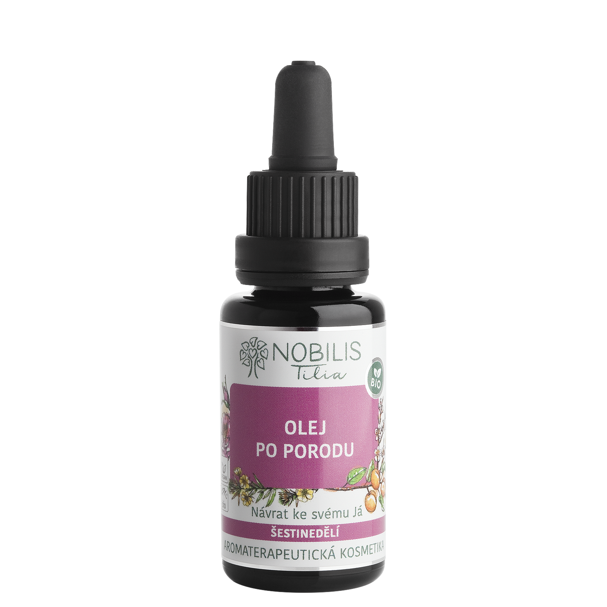 N1906C_Olejpoporodu20ml_8595100257024 Nobilis Tilia Olej po porodu BIO (20 ml) - zlepšuje elasticitu pokožky po porodu