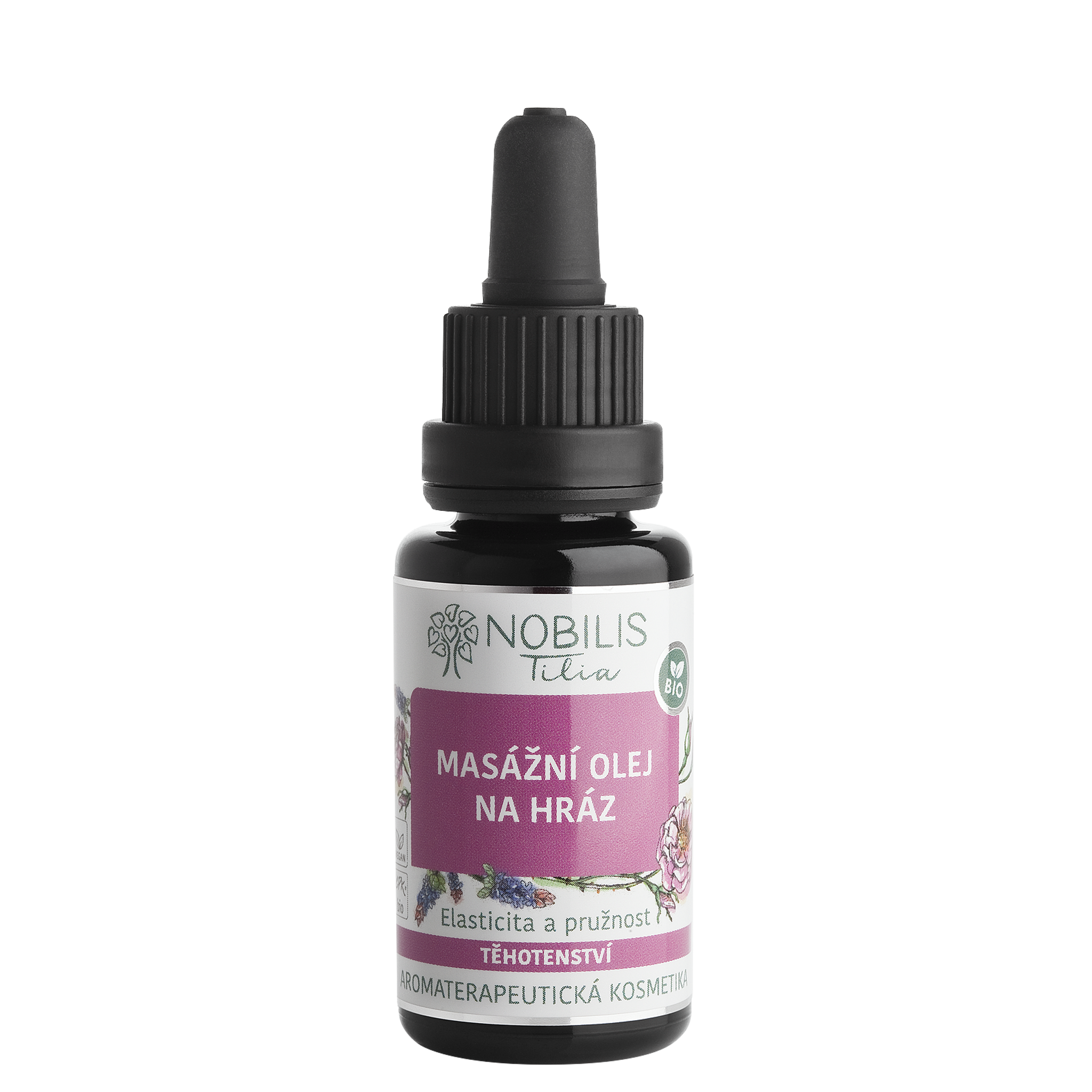 N1912C_Masazniolejnahraz20ml_8595100256980 Nobilis Tilia Masážní olej na hráz BIO (20 ml) - pro dostatečné uvolnění tkáně