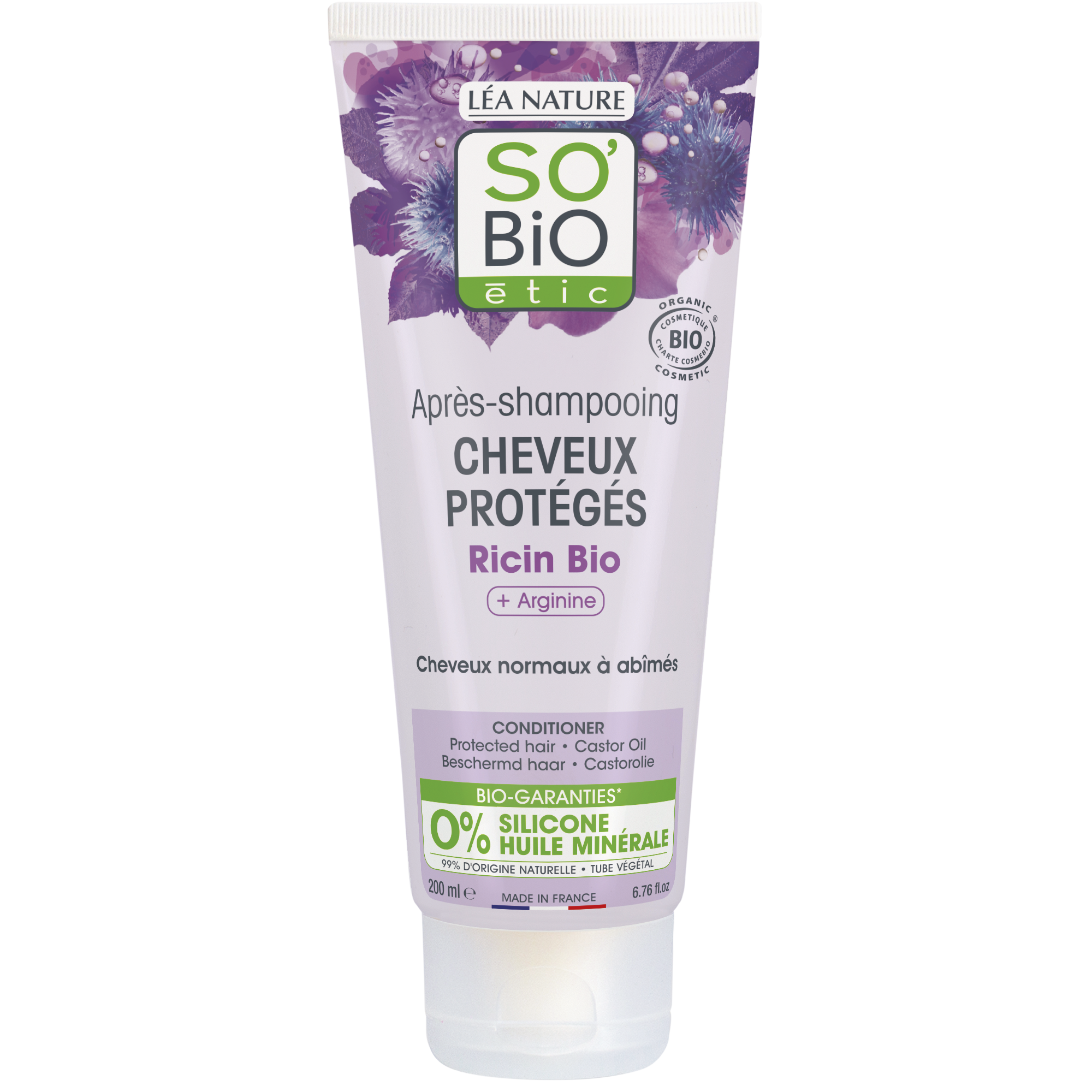 SB_20AP_20SHP_20CHX_20PROTEG_20COE_20200MLCAPILLAIRES1340109ANGLE_CENTRE1 SO’BiO étic Kondicionér ochranný s ricinem a argininem BIO (200 ml) - pro normální až poškozené vlasy