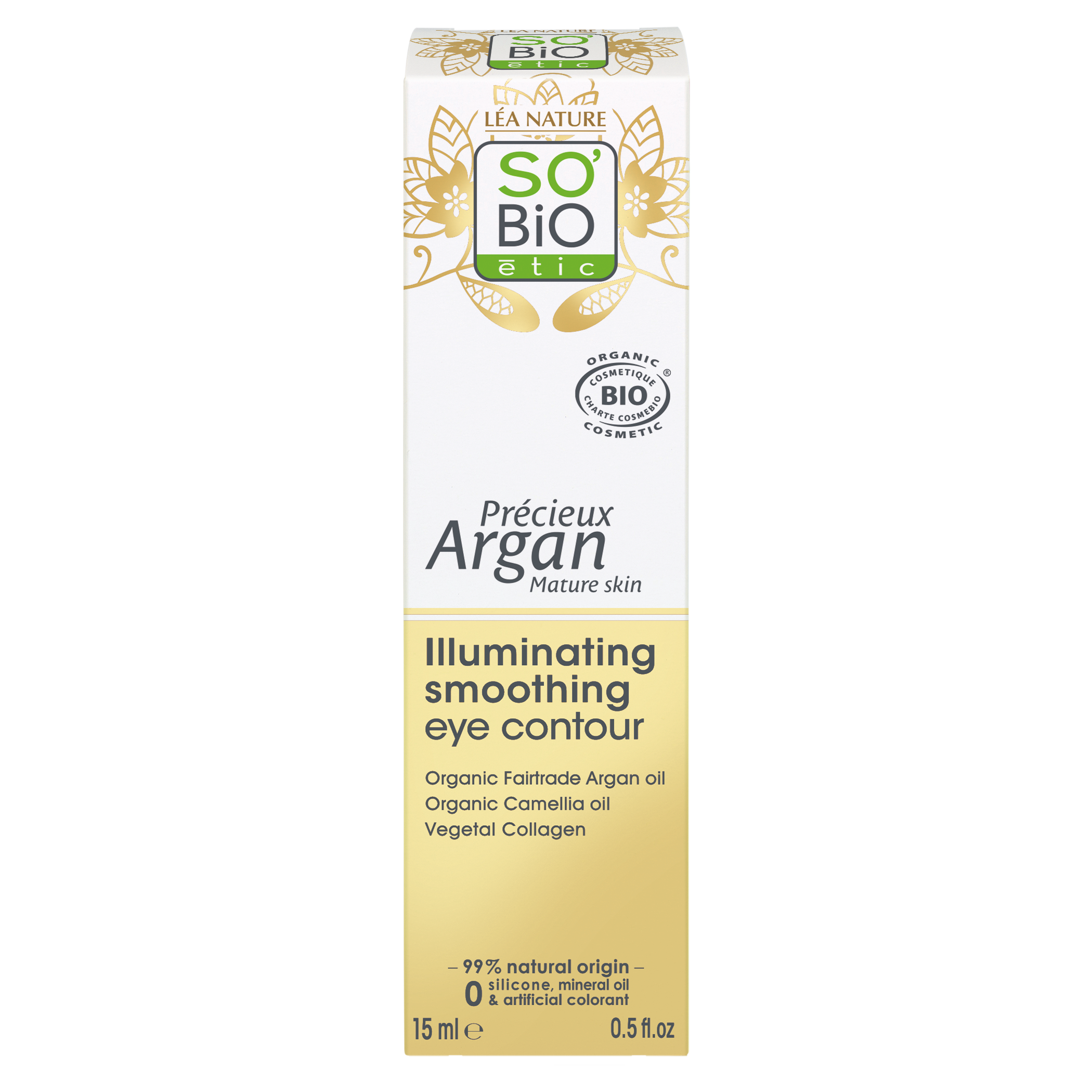 SB_20CONTOUR_20YEUX_20DEFR_20COE_2015MLPRECIEUX_20ARGAN1339574ANGLE_CENTRE7 SO’BiO étic Anti-Age Precieux Argan Péče o oční okolí vyhlazující GOLD BIO (15 ml) - ideální pro zralou pleť
