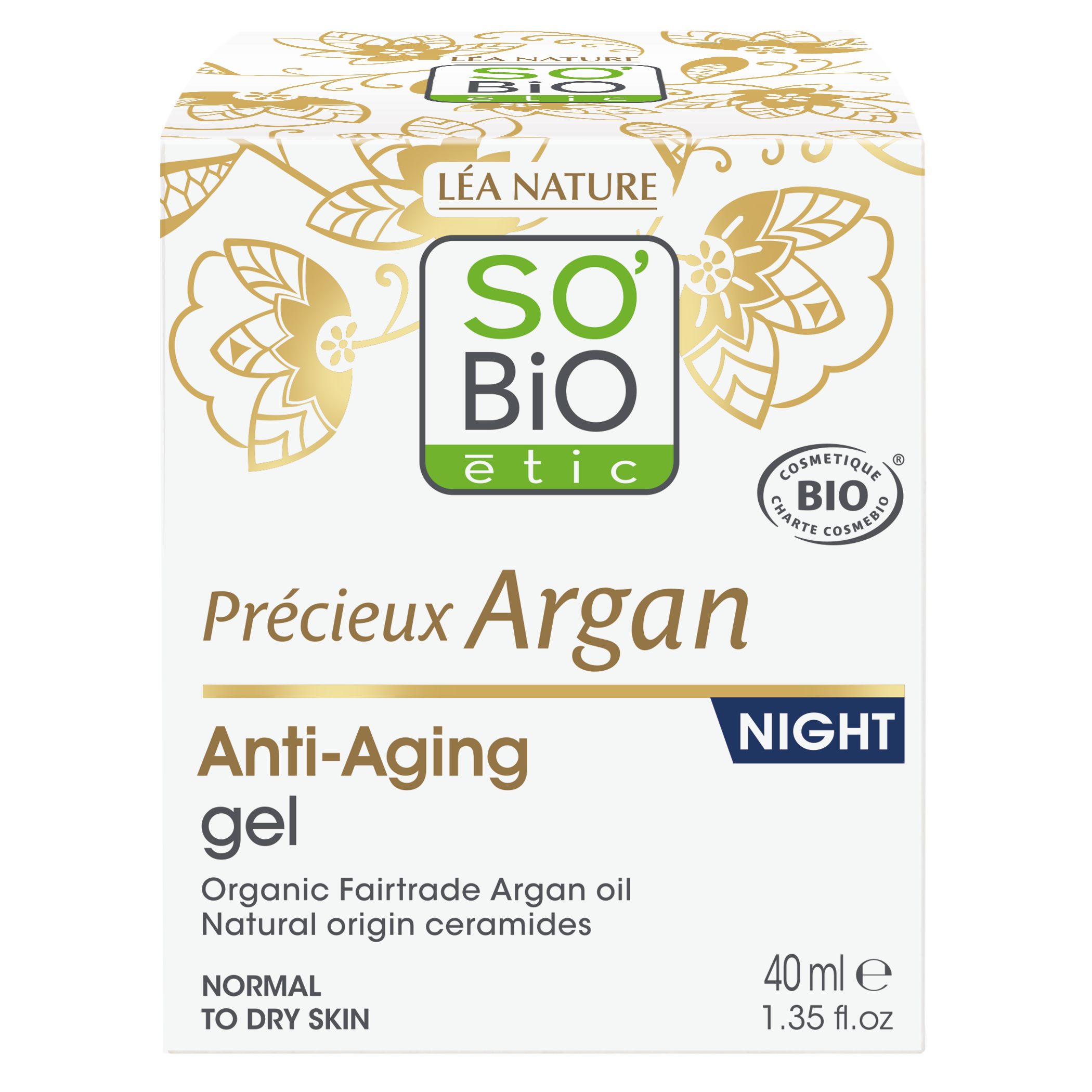SB_20GELEE_20NUIT_20ARGAN_20BIO_2040_20MLPRECIEUX_20ARGAN1334448_FACING_20EN SO’BiO étic Anti-age Precieux Argan Gel noční BIO (50 ml) - regeneruje a vyhlazuje pleť