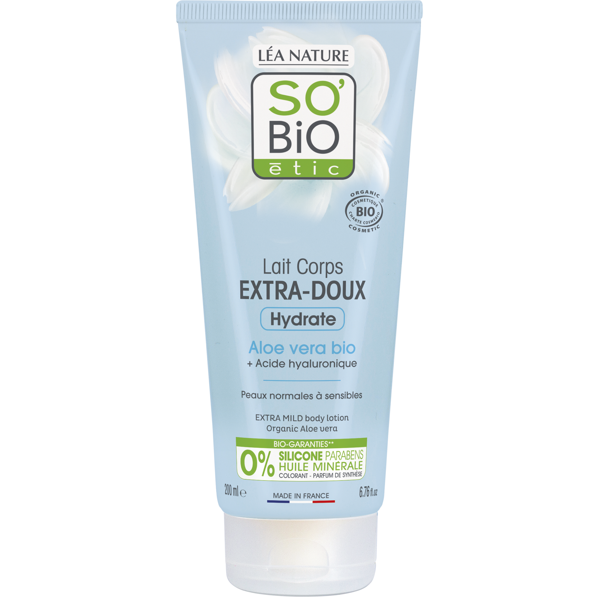SB_20LAIT_20CORPS_20ALOE_20COE_20200MLSOINS_20CORPS1340524ANGLE_CENTRE1 SO’BiO étic Mléko tělové extra hydratační s Aloe vera a hyaluronem BIO (200 ml) - s kyselinou hyaluronovou