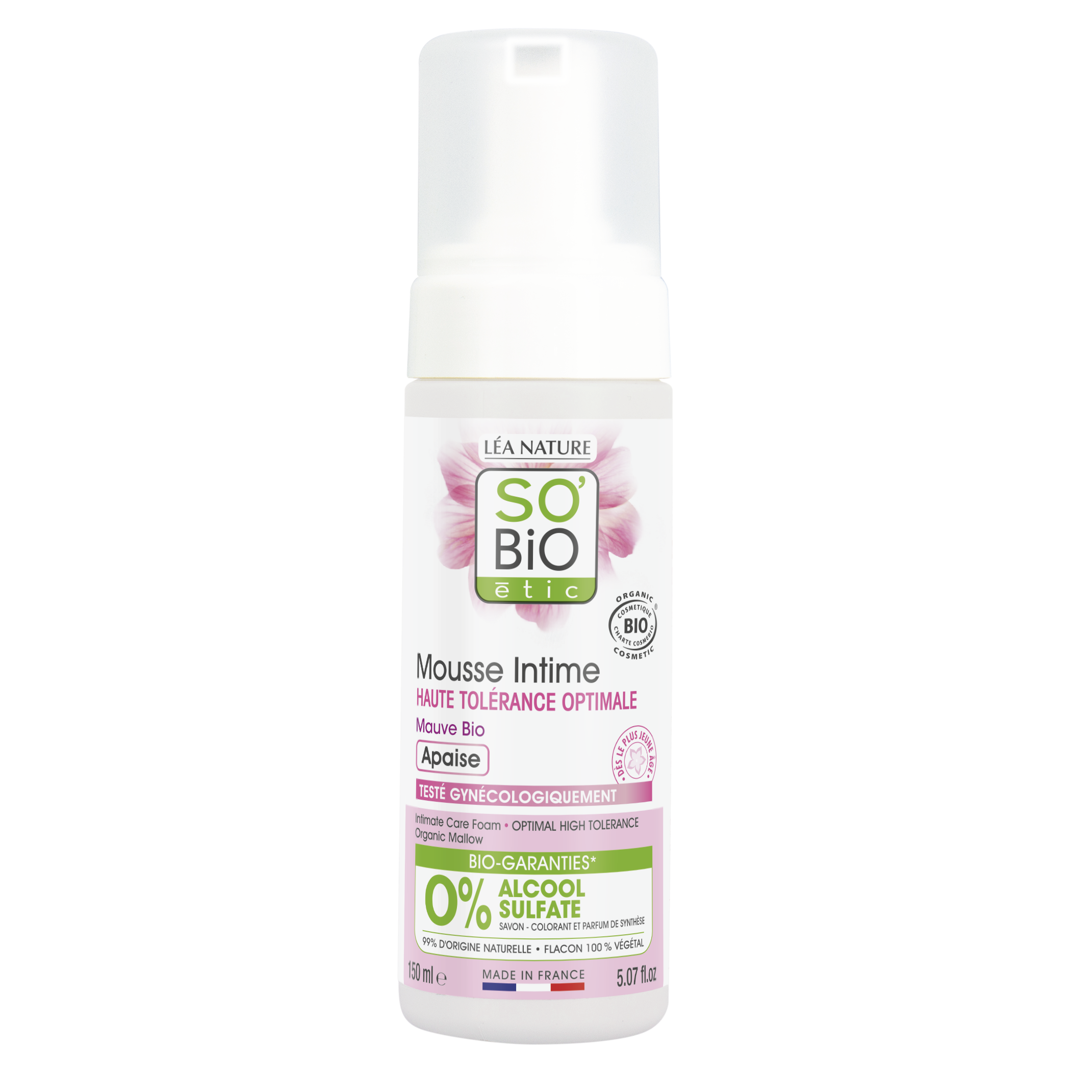 SB_20MOUSSE_20INTIME_20COE_20150MLHYGIENE_20FEMININE1338671ANGLE_CENTRE1 SO’BiO étic Pěna mycí pro intimní hygienu hypoalergenní BIO (150 ml) - s výtažkem ze slézu obecnéhoideální pro suchou pokožku