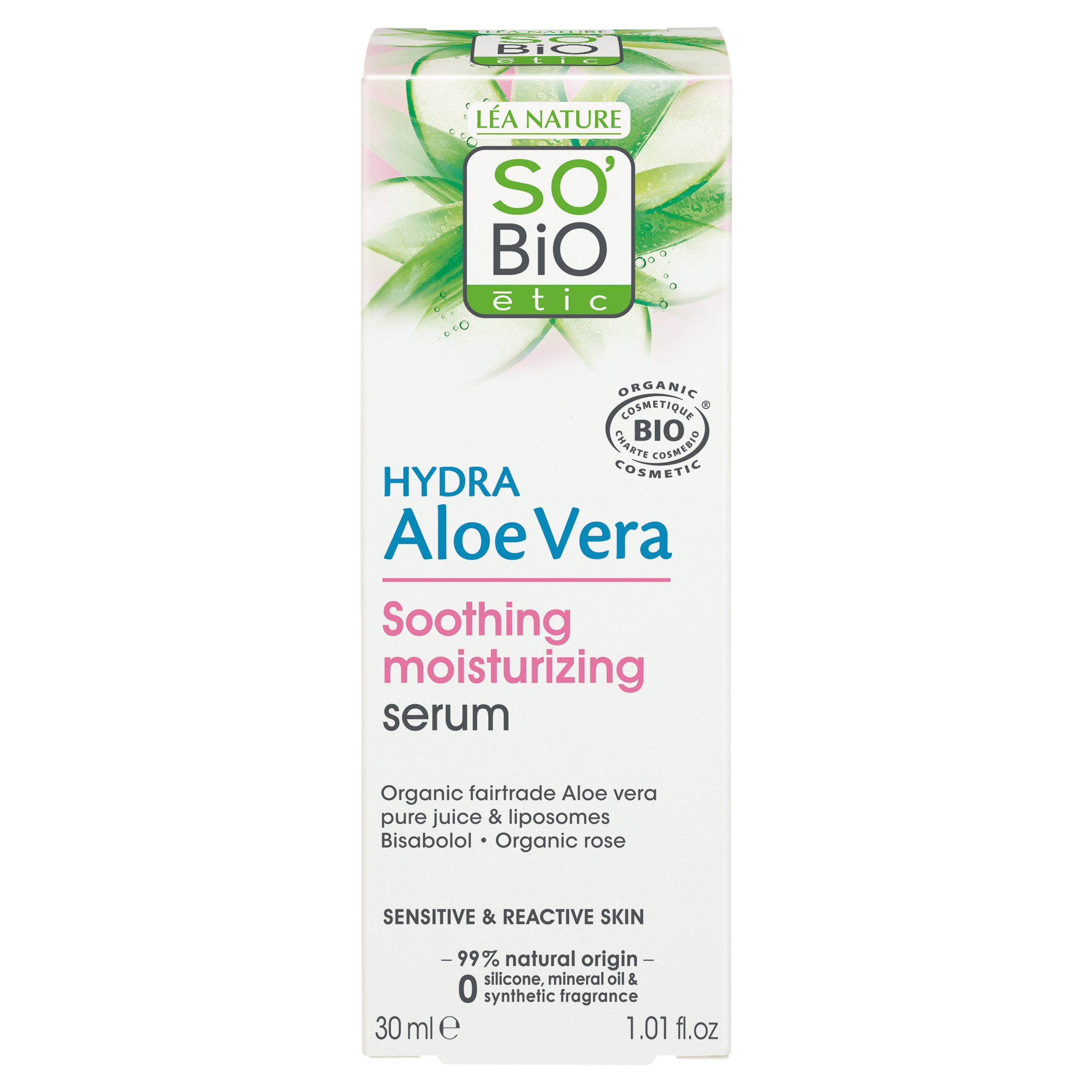 SB_20SERUM_20HYDRA_20ALOE_2030MLHYDRA_20ALOE_20VERA1337262ANGLE_CENTRE7 SO’BiO étic Sérum pleťové s Aloe vera - zklidnění a hydratace pro citlivou pleť BIO (30 ml) - hydratuje, zklidňuje a rozjasňuje