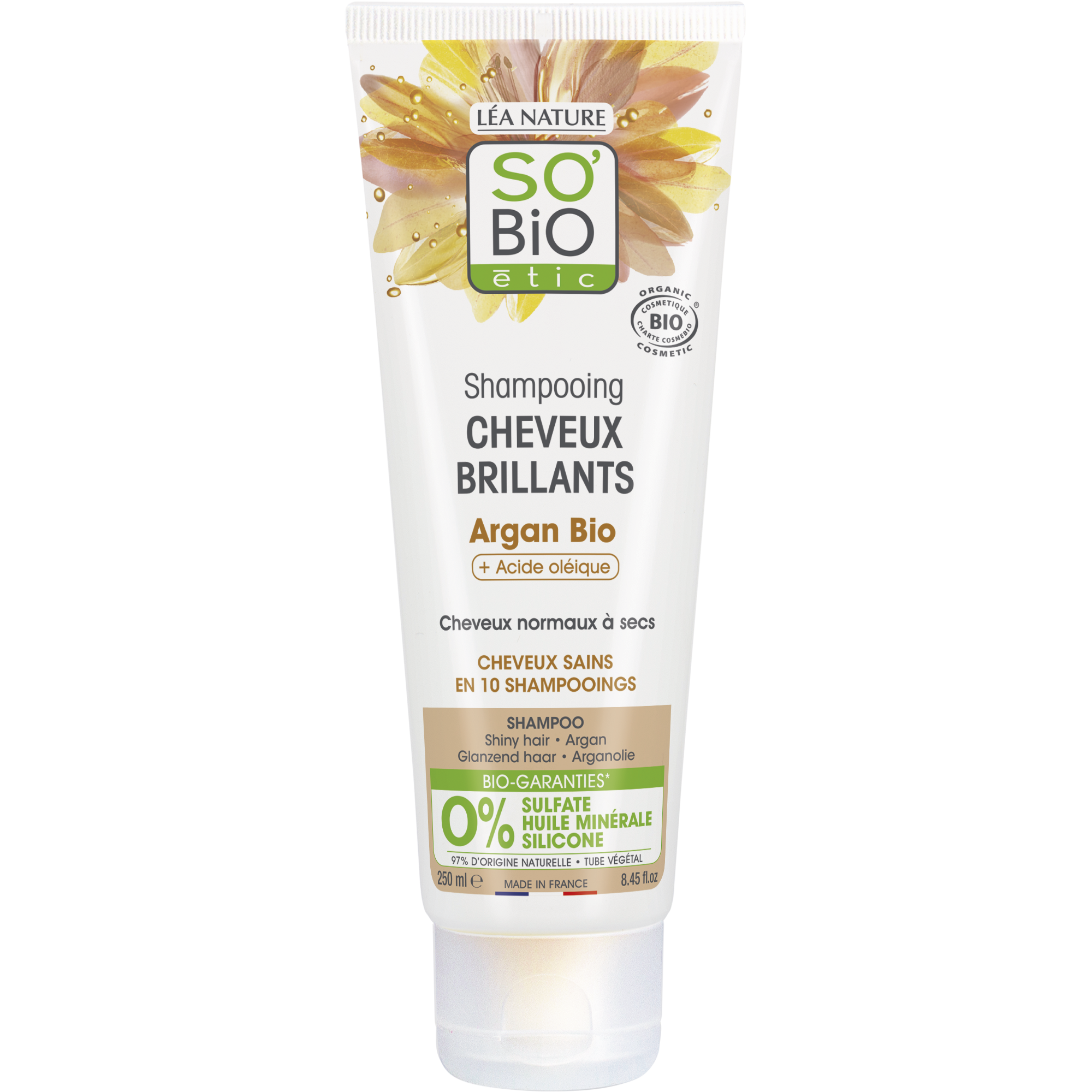 SB_20SHP_20CHX_20BRIL_20ARGAN_20COE250MLCAPILLAIRES1339717ANGLE_CENTRE1 SO’BiO étic Šampon argan pro lesk - pro normální až suché vlasy BIO (250 ml) - vyživuje a obnovuje elasticitu