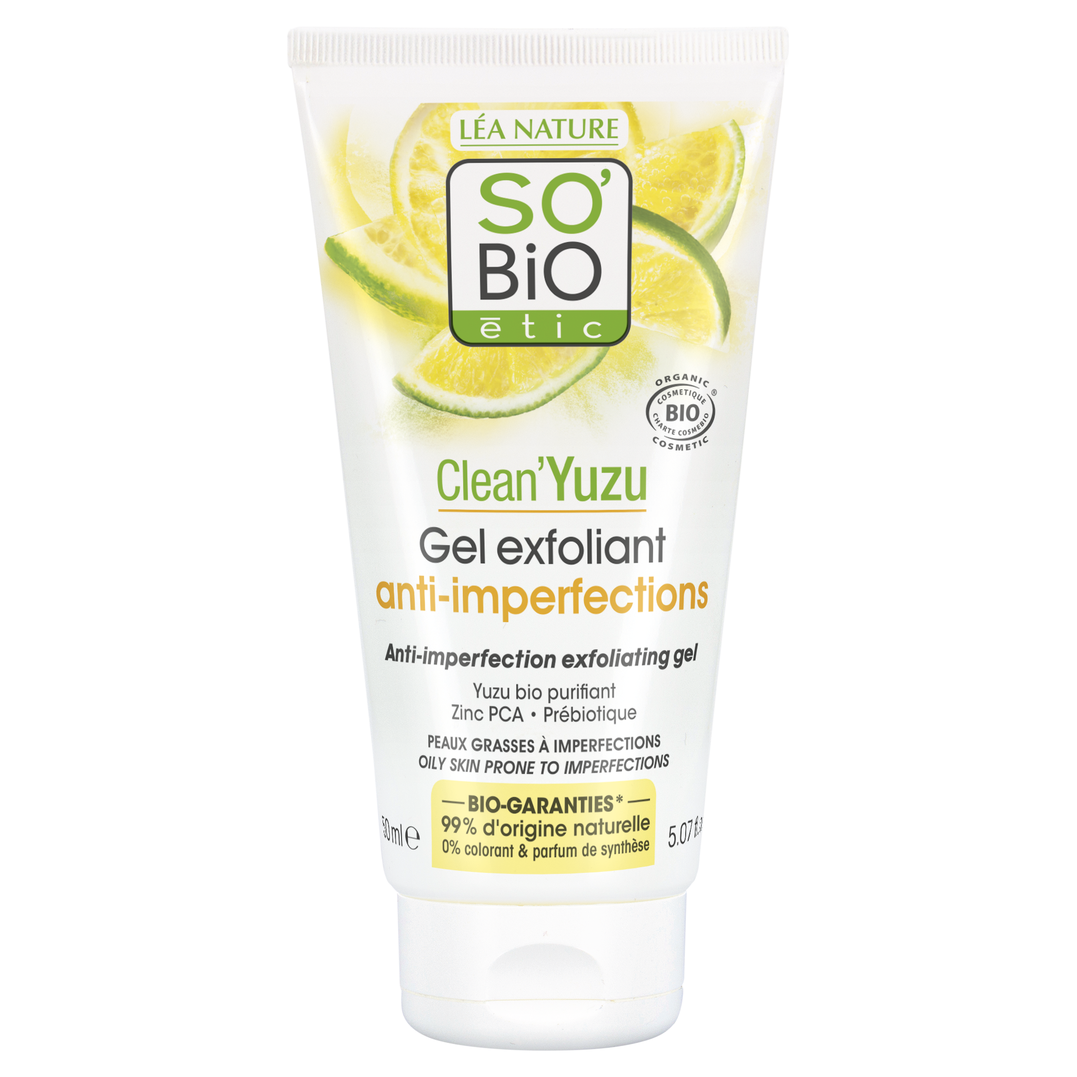 SB_20YUZU_20GEL_20EXFLT_20150MLYUZU1341944ANGLE_CENTRE1 SO’BiO étic Gel pleťový exfoliační - Clean Yuzu BIO (150 ml) - ideální pro mastnou pleť