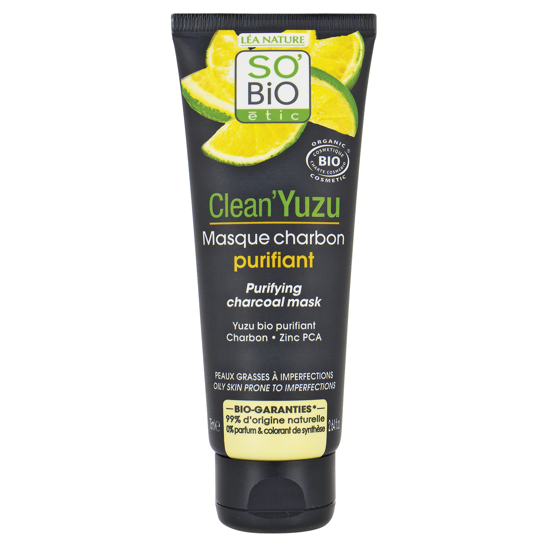 SB_20YUZU_20MASQ_20CHARBON_2075MLYUZU1341946ANGLE_CENTRE1 SO’BiO étic Maska pleťová čisticí s aktivním uhlím - Clean Yuzu BIO (75 ml) - ideální pro mastnou pleť