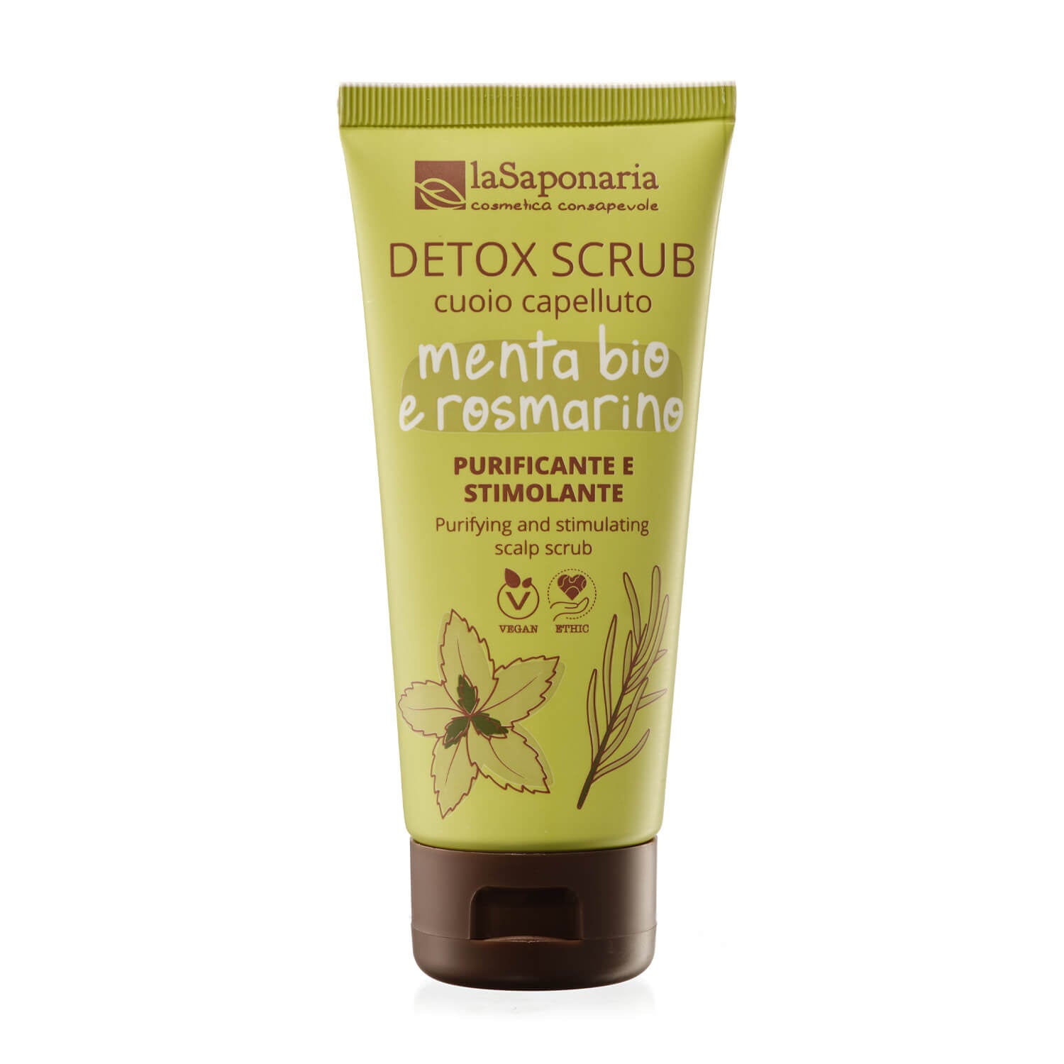 detox-scrub-cuoio-capelluto-menta-bio-rosmarino laSaponaria Detoxikační peeling na pokožku hlavy s mátou a rozmarýnem (100 ml)