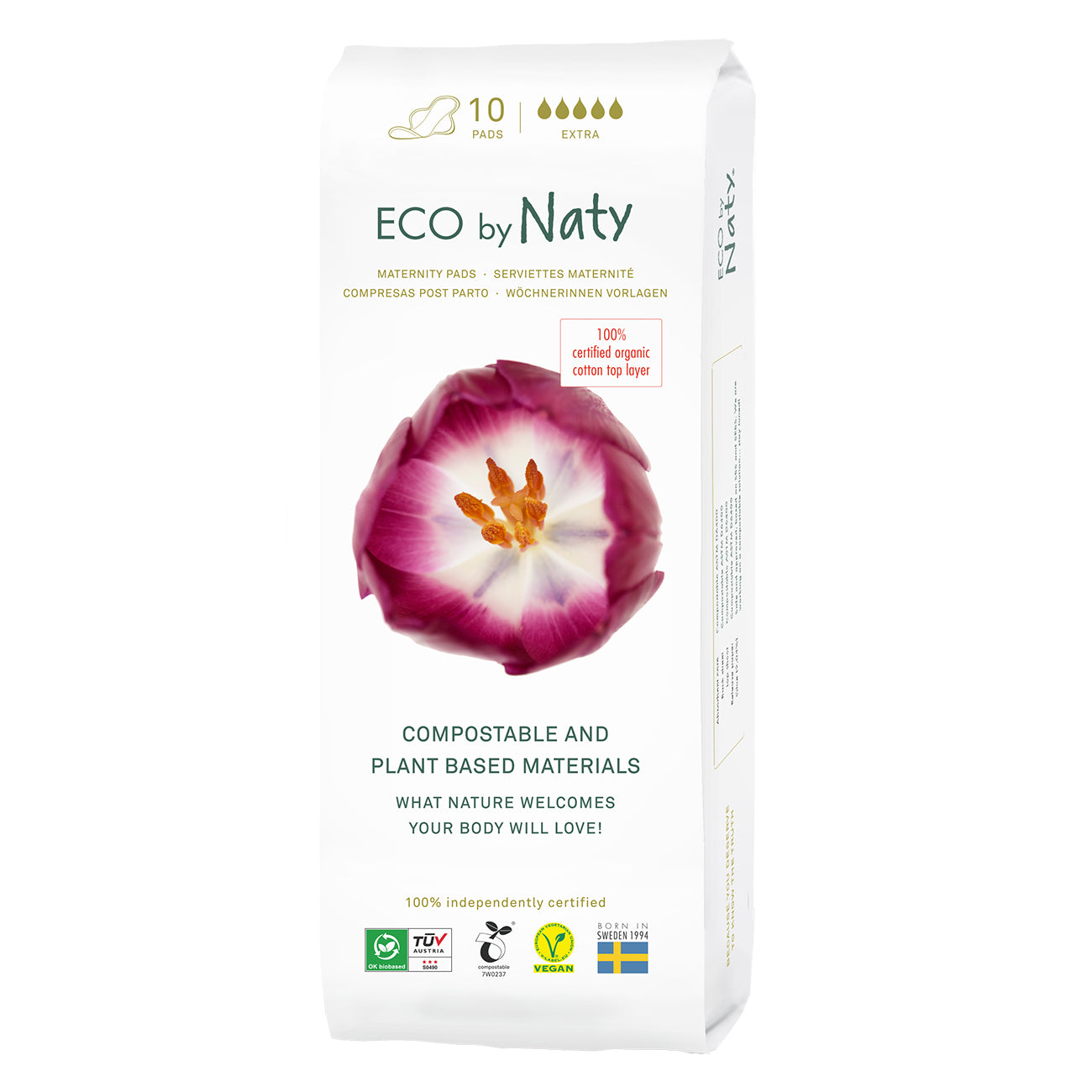ecobynaty_materskevlozky_7330933177047 Naty Dámské mateřské vložky po porodu (10 ks) - vnitřní vrstva z biobavlny, 5 kapiček