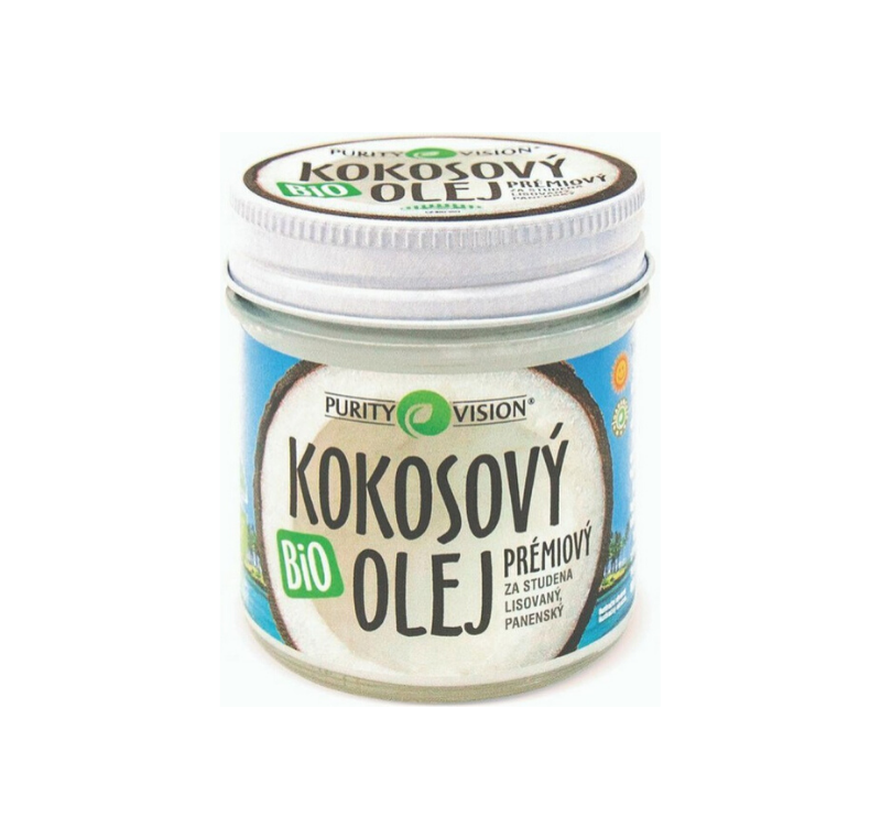 1ea7db1dbaca9098cd2a9b59edda0f32-Navrh-bez-nazvu Purity Vision Kokosový olej panenský BIO - 120 ml - za studena lisovaný