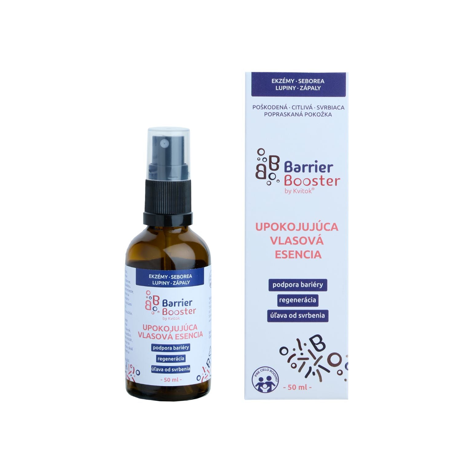 kvitok_bb_esence Kvitok Barrier Booster Zklidňující vlasová esence (50 ml) - obohacené o ovesné extrakty a levandulovou vodu